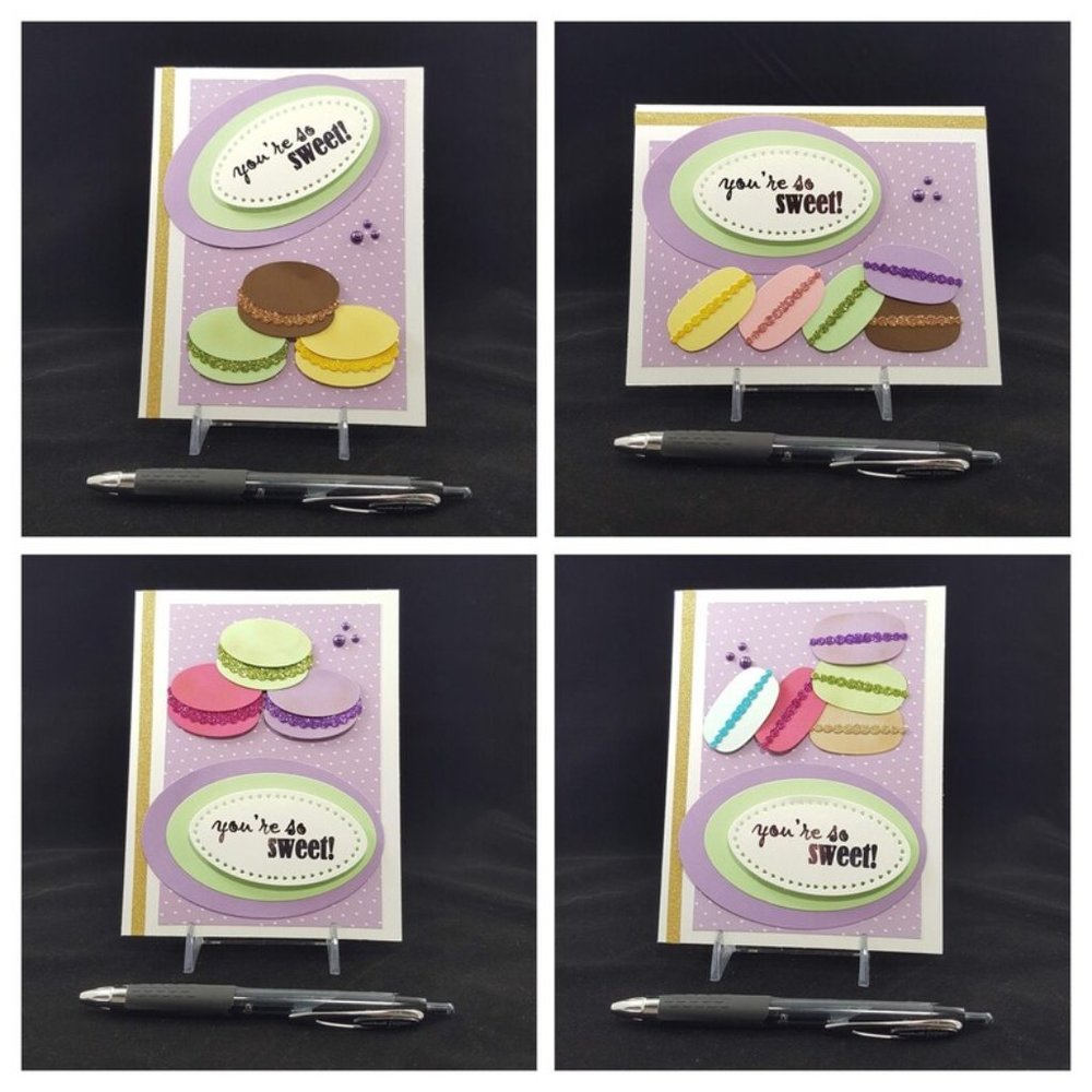 Macaroon Note Card, 'You're so Sweet', Assorted‎ Color Macaroons w Envelopes